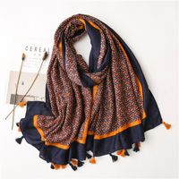 Retro Ethnic Style Small Flower Creative Cotton And Linen Scarf main image 6