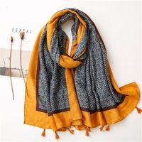 Retro Ethnic Style Small Flower Creative Cotton And Linen Scarf main image 4