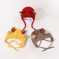 Autumn And Winter Children's Cute Antlers Knitted Hat main image 5