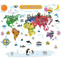 New Cartoon Animal World Seven Continents Wall Stickers sku image 1