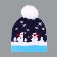 Woolen Ball Christmas Snowman Knitted Hat sku image 1