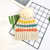 Cute Hairy Thickened Color Matching Knitted Hat sku image 2