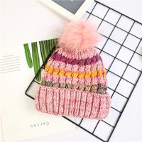 Cute Hairy Thickened Color Matching Knitted Hat sku image 3