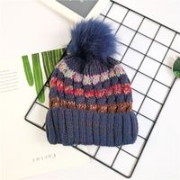 Cute Hairy Thickened Color Matching Knitted Hat sku image 4