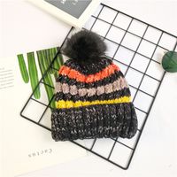 Cute Hairy Thickened Color Matching Knitted Hat sku image 5