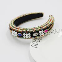 New Fashion  Sponge Pearl Diamond Geometric Exaggerated Ladies Headband main image 4