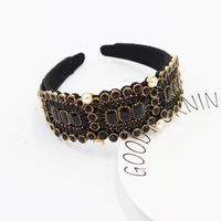 New Baroque Fashion Elegant Wide Brim Luxury Full Diamond Color Geometric Headband Women's Catwalk Street Shot Hair Accessories main image 3