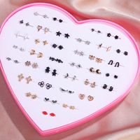 Korean Fashion  Cute Cartoon Fruit Love Gift Box Set 36 Pairs Of Earrings Resin Sweet Earrings Wholesale Nihaojewelry sku image 3