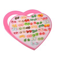 Korean Fashion  Cute Cartoon Fruit Love Gift Box Set 36 Pairs Of Earrings Resin Sweet Earrings Wholesale Nihaojewelry sku image 10