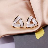 Triangle White Drip Glaze  Earrings sku image 1