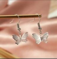 Korean Fashion New Butterfly Pendant Earrings Creative Retro Golden Frosted Metal Earrings Nihaojewely Wholesale sku image 1