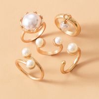 Fashion Gold-plated Pearl Ring Set main image 5