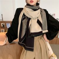 Trendy All-match Cashmere Shawl Dual-use Long Thick Warm Scarf sku image 1