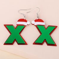 Christmas Acrylic Sheet X-shaped Resin Hat Earrings main image 3