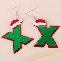 Christmas Acrylic Sheet X-shaped Resin Hat Earrings main image 4