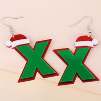 Christmas Acrylic Sheet X-shaped Resin Hat Earrings main image 5