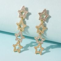 Light Luxury Five-pointed Star Diamond Long Earrings main image 5