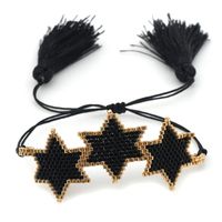 Black Punk Style Diamond Handmade Beaded Woven Six-pointed Star Bracelet main image 4