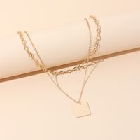 Geometric Golden Glossy Multi-layer Necklace main image 4