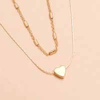 Simple Sweet Double Layered Clavicle Chain Love Heart  Necklace main image 4