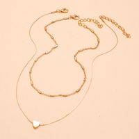 Simple Sweet Double Layered Clavicle Chain Love Heart  Necklace main image 5