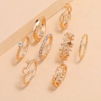 Fashion Geometric Leaf Key Diamond Ring 8-piece Set main image 3