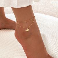 New  Simple Double-layer  Moon Crescent Pendant Anklet main image 2