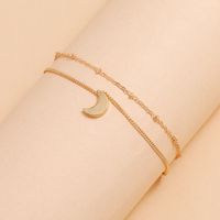 New  Simple Double-layer  Moon Crescent Pendant Anklet main image 3