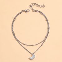 New  Simple Double-layer  Moon Crescent Pendant Anklet sku image 2