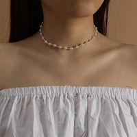 Korean  Cute Hand-woven Pearl Necklace main image 1