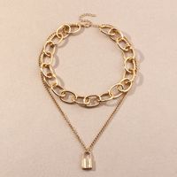 Fashion Creative Alloy Double-layer Lock Pendant Necklace main image 5