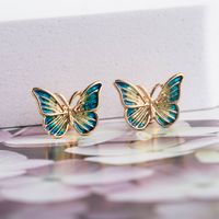 Butterfly Gradient S925 Silver Needle Fashion Earrings main image 3