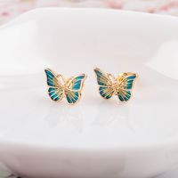Butterfly Gradient S925 Silver Needle Fashion Earrings main image 4