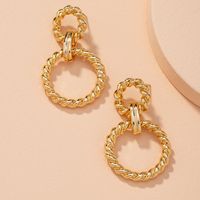 Fashion Twisted Double Button Exaggerated Earrings main image 2