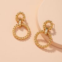 Fashion Twisted Double Button Exaggerated Earrings main image 5