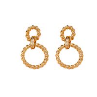 Fashion Twisted Double Button Exaggerated Earrings main image 3