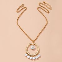 Korean Fashion Women's Pearl Round Gold  Simple Necklace main image 1