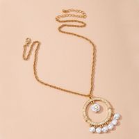 Korean Fashion Women's Pearl Round Gold  Simple Necklace main image 3
