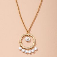 Korean Fashion Women's Pearl Round Gold  Simple Necklace main image 4
