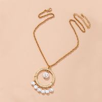 Korean Fashion Women's Pearl Round Gold  Simple Necklace main image 5