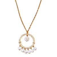 Korean Fashion Women's Pearl Round Gold  Simple Necklace main image 6