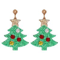 Christmas Tree Hat Snowman Elk Acrylic Earrings sku image 1