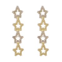 Light Luxury Five-pointed Star Diamond Long Earrings sku image 1