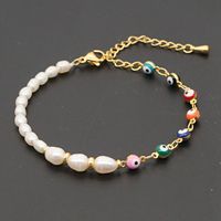 Retro Ethnic Style Color Eye Beads Simple Baroque Natural Freshwater Pearl Bracelet sku image 1