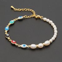 Retro Ethnic Style Color Eye Beads Simple Baroque Natural Freshwater Pearl Bracelet sku image 3