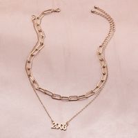 Collier Double Couche Avec Pendentif Numéro D&#39;année Simple sku image 1