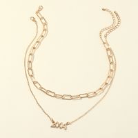 Simple Year Number Pendant Double-layer Necklace sku image 2