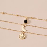 New Water Drop Moon Three-layer Necklace main image 5