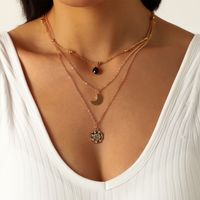 New Water Drop Moon Three-layer Necklace sku image 1