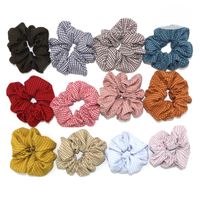 New Korean  Plaid  Fabric  Flower Hair Scrunchies main image 1